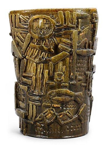 Hertha Hillfon. Stoneware Vase, (date unknown). 12 in. tall. 