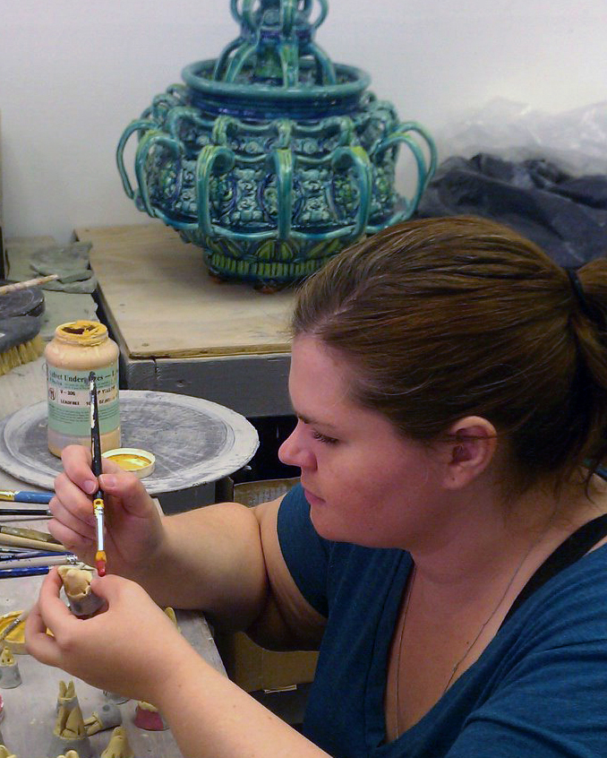 Sara Boyd Ceramic Studio Assistant works on Public Art