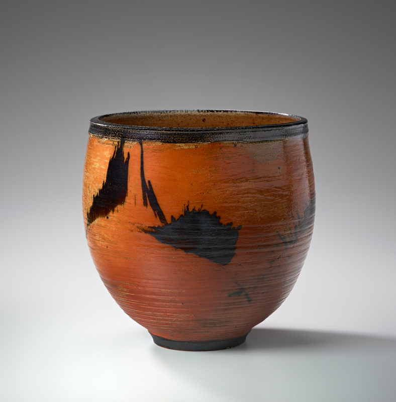 Vivika and Otto Heino. Vessel, 1994. Salt and wood fired stoneware with Avery slip, and brushed oxides. 11.13 x 11.63 in.