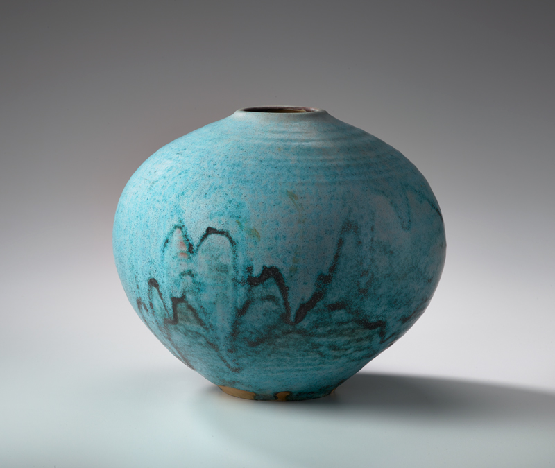 Otto Heino. Vase, 1996. Porcelain with copper-turquoise glaze. 9.75 x 11.75 in.