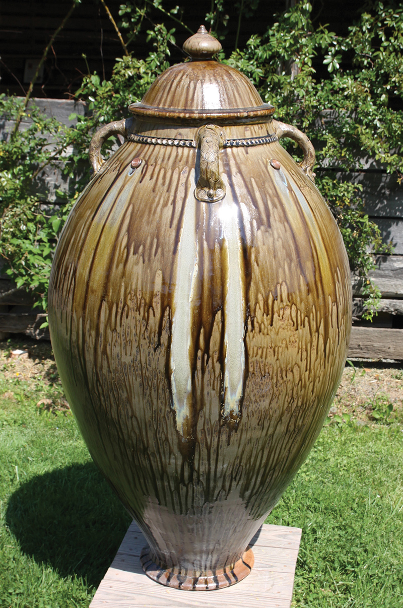 Mark Hewitt. Large Jar, 2017. 60 x 33 in. Ash glaze, wood-fired stoneware.