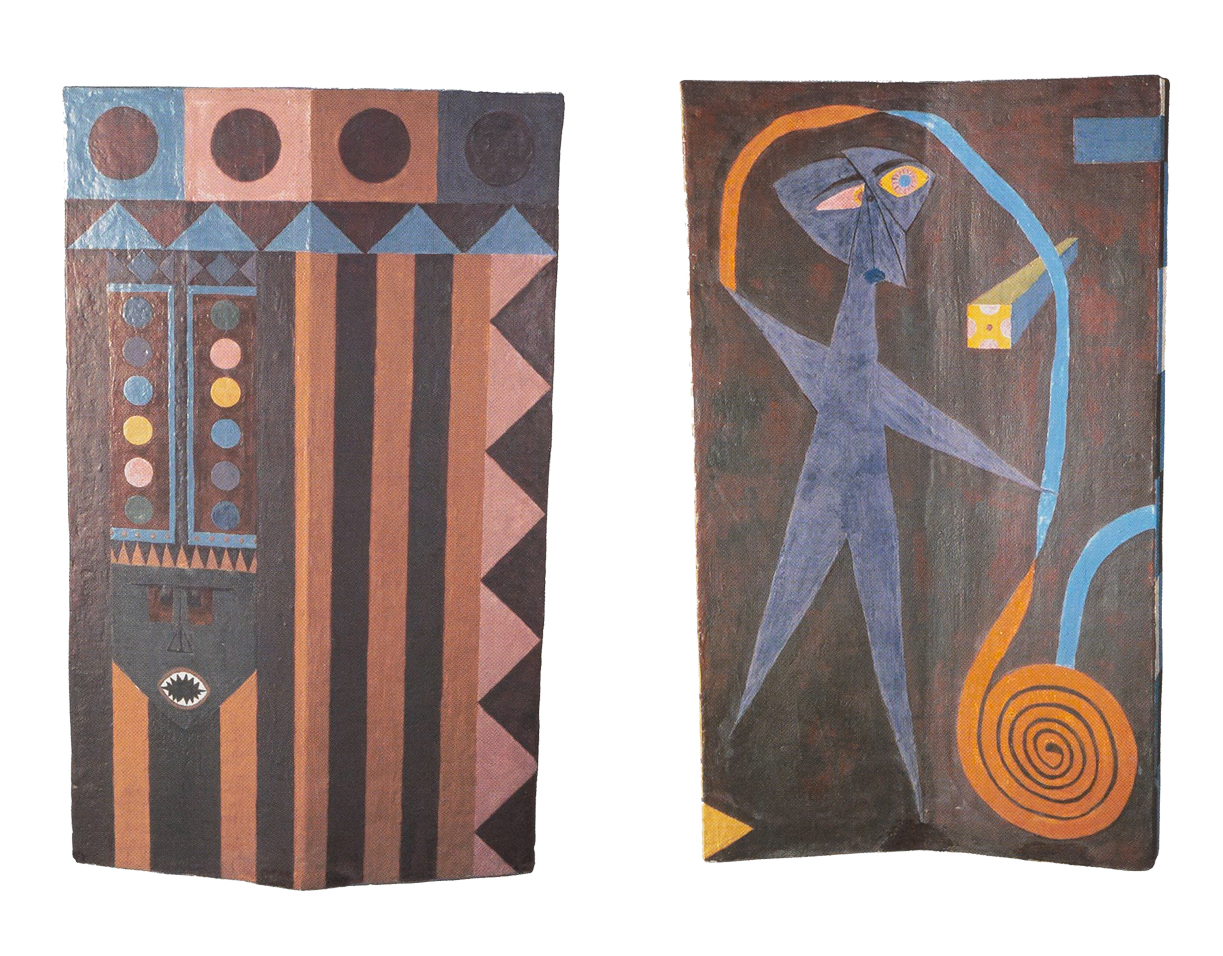 Norm Schulman. The Wizard Unfurls the World (front and back view), 1984. Stoneware, 48 x 36 x 12 in.