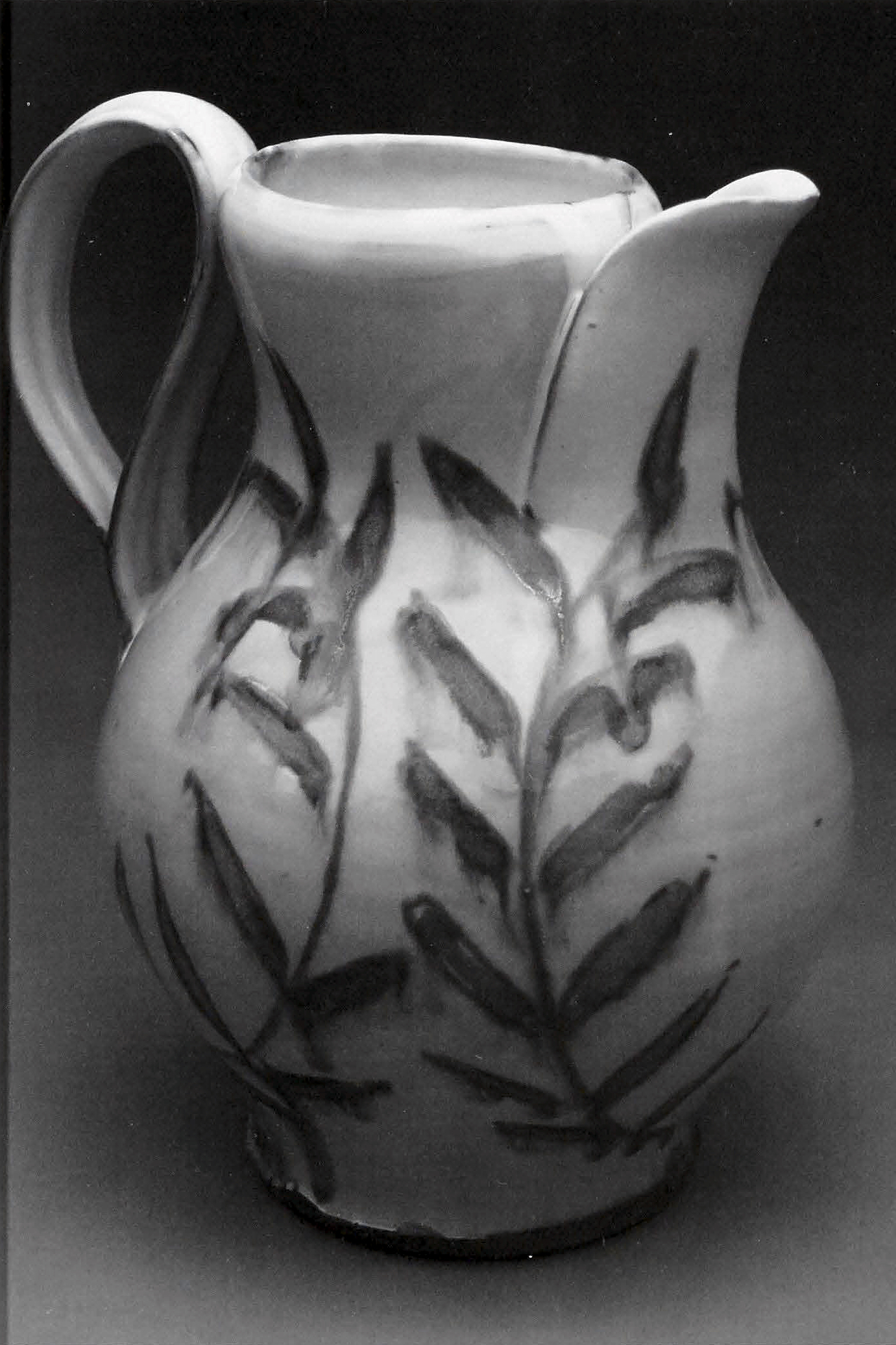 Blushing Leaf Pitcher, 2010. Earthenware, slip, glaze. 9 x 5 x 5 in.