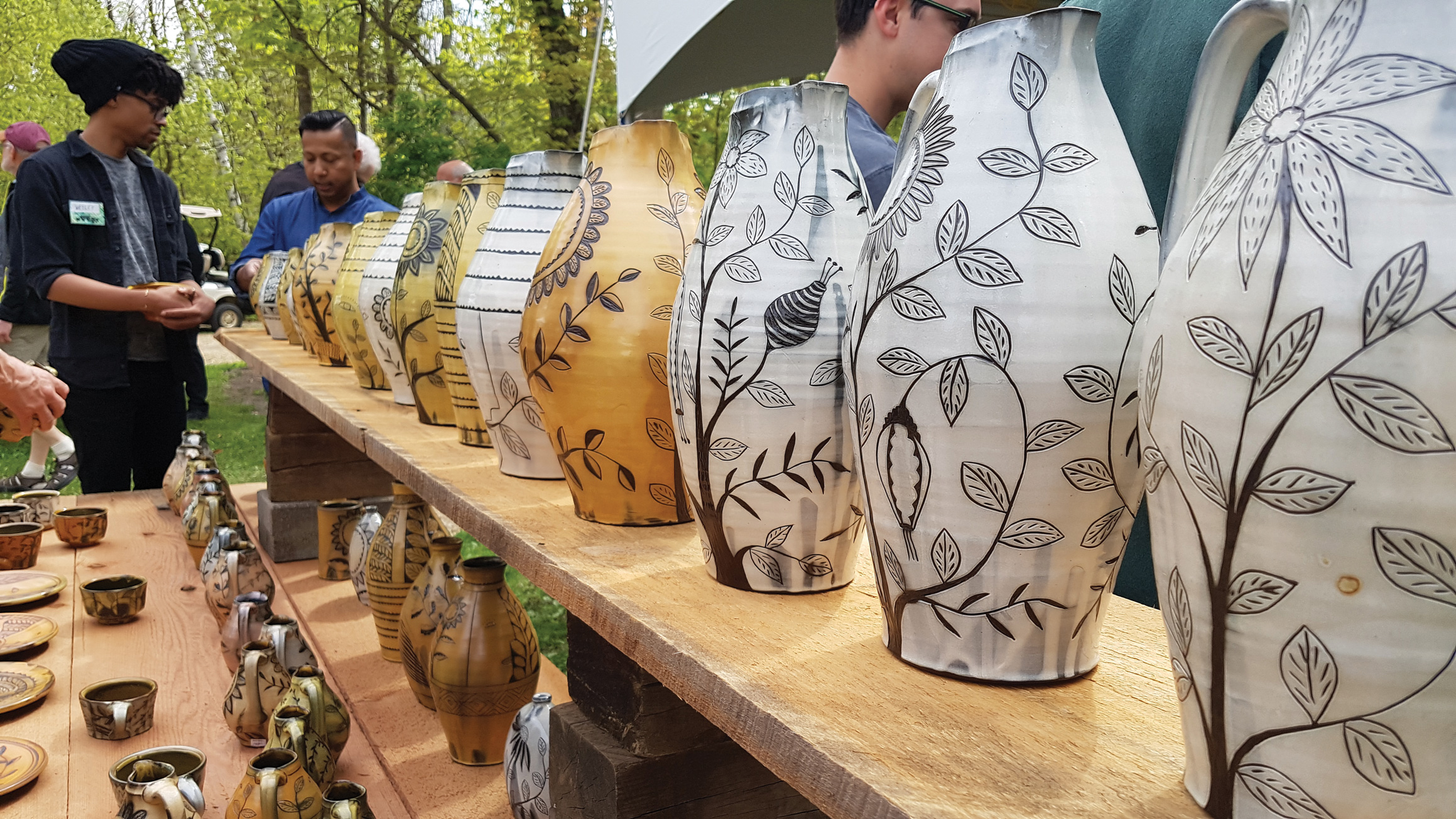Matthew Metz pots at home of Will Swanson, 2017 St. Croix Pottery Tour. Photograph by Elenor Wilson.