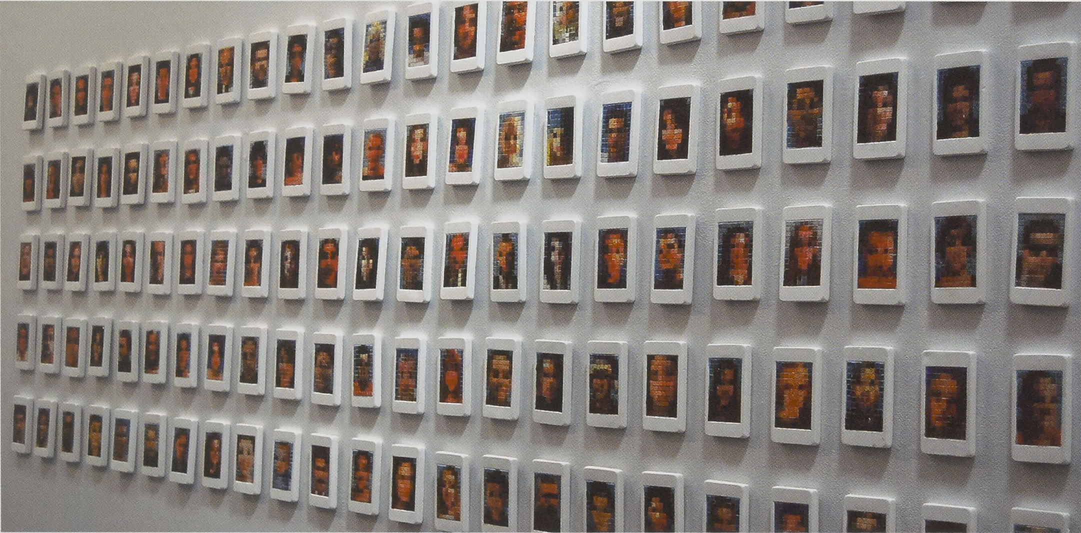 iPhone Portrait Series, 2007-8. Installation view, each piece 4.5 x 2.5 in.