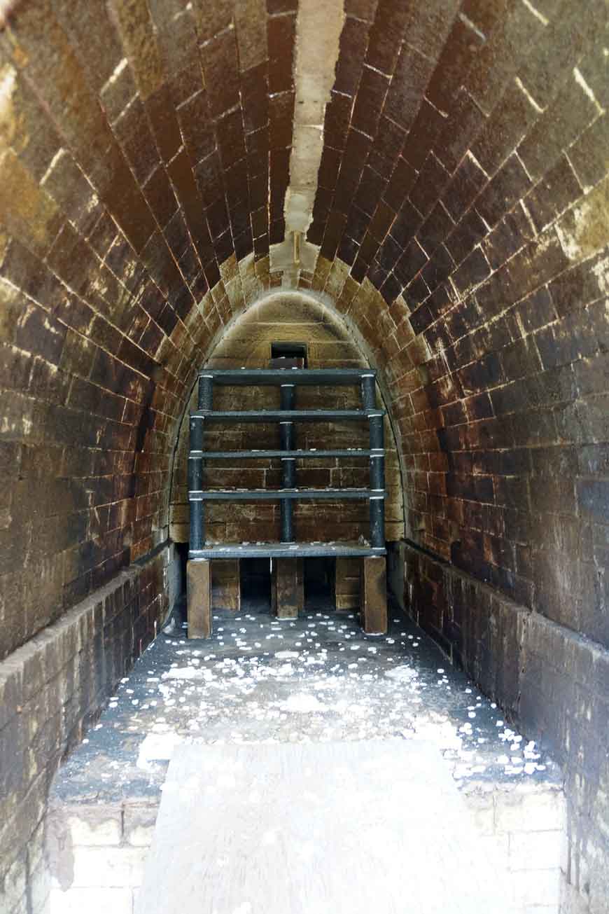 The interior of Stewart's wood-fueled kiln. 