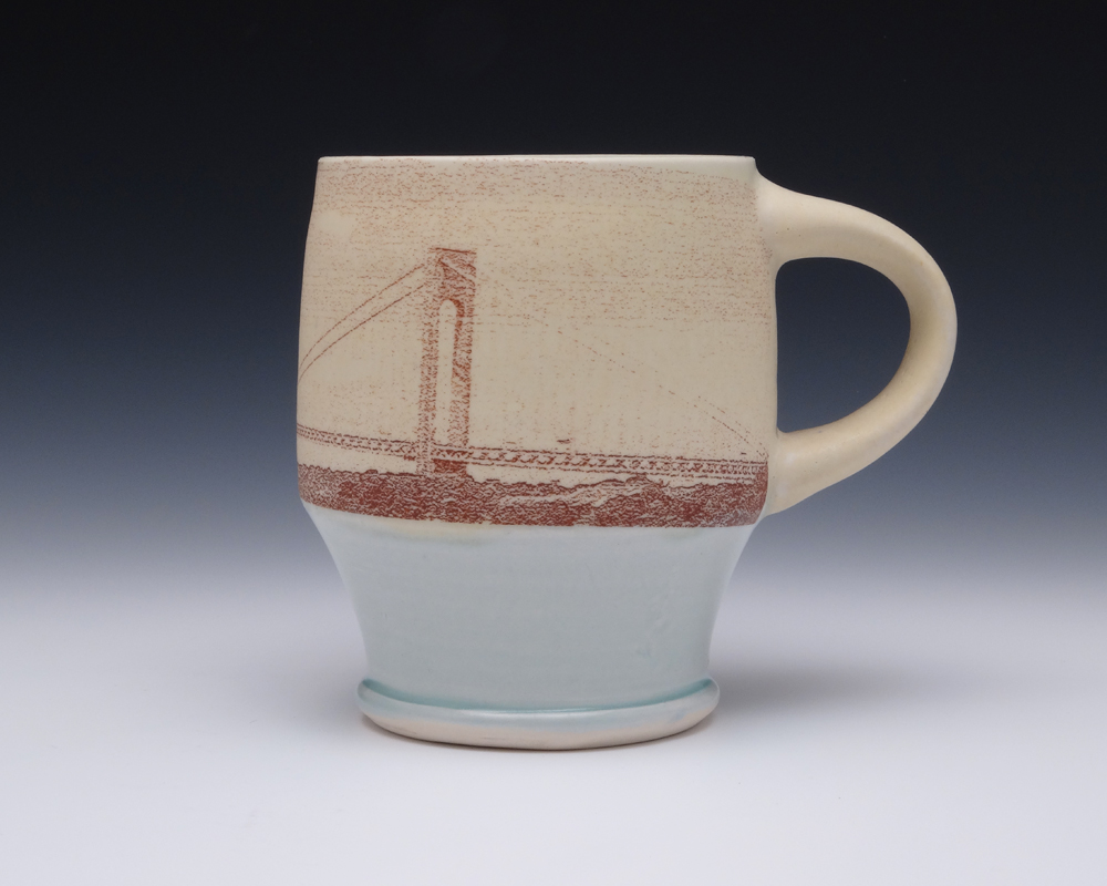 Frank Saliani. Verrazano Bridge Mug, 2014. Porcelain, cone 6 oxidation. 4.5 in. H. Photo by artist.