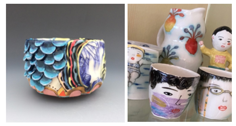 Sarah Magar, Cup, 4 x 3 x 2; Beth Lo, Assorted Works. Photo credit: Rebecca Sive
