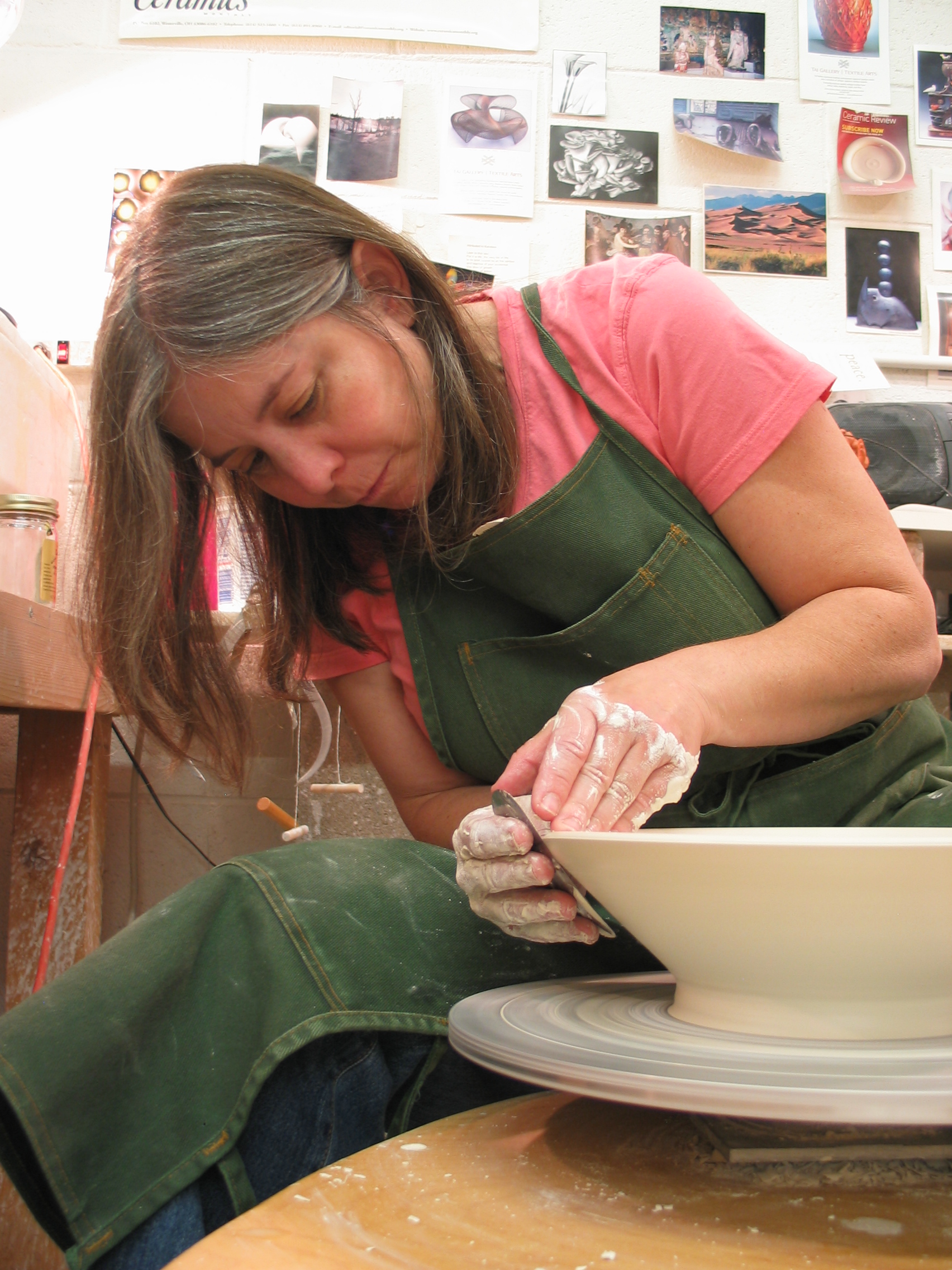 Shelley Schreiber at her wheel, 2008.