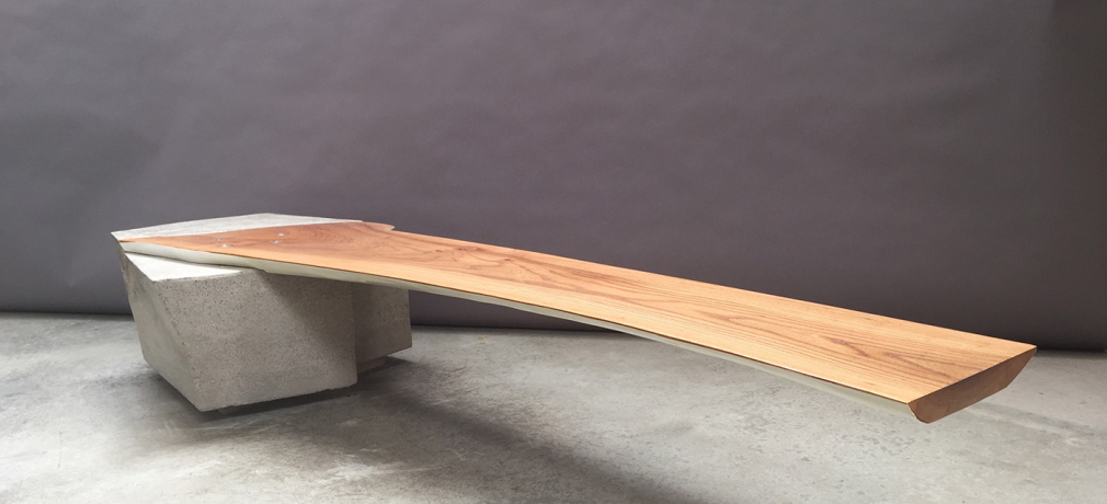 ReUpped. Diving Board Coffee Table, 2015. Elm, concrete, hardware, 82.5 x 24 x 14 in.