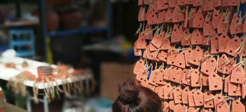 Wanphet is finishing clay souvenirs (part of her PhD exhibition at Pibulsongkram Rajabhat University) at her home workshop, Phitsanulok, Thailand, 2018.
