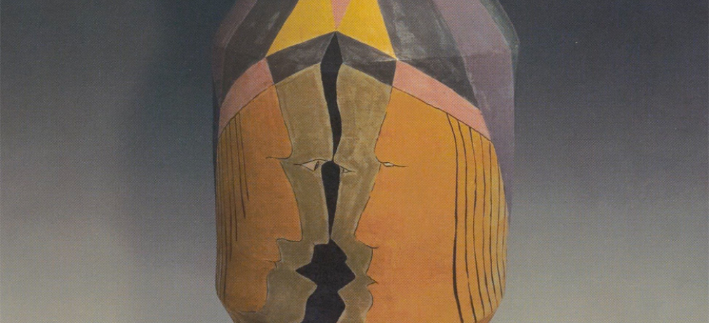 Norm Schulman. Grand Wizard of the Great Blue Horn and His Apprentices, 1982. Stoneware, 47 x 22 in. Collection of Lisa and Dudley Anderson.