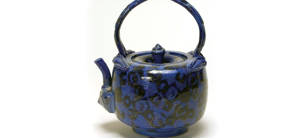 Norm Schulman. Blue Teapot, 1989. Salt-glazed porcelain. 8.5 x 7 x 5.75 in. Collection of Collection of Dorothy and Clyde Collins.