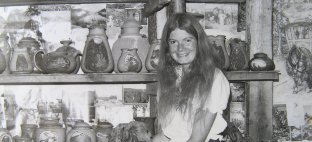 Pamela Nagley Stevenson with her early work, 1977.