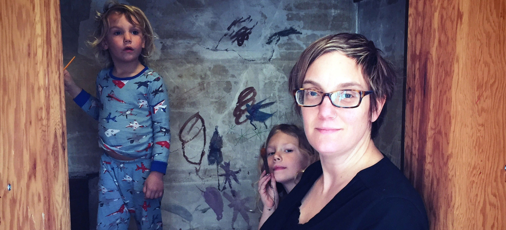 In 2016, Ruby May, Heilo Blue and Kari decorating the “magic room” of their new home, originally built as cold/dry storage for food in the early 1900s. It's a kids-only club house where big play and imagination happens.
