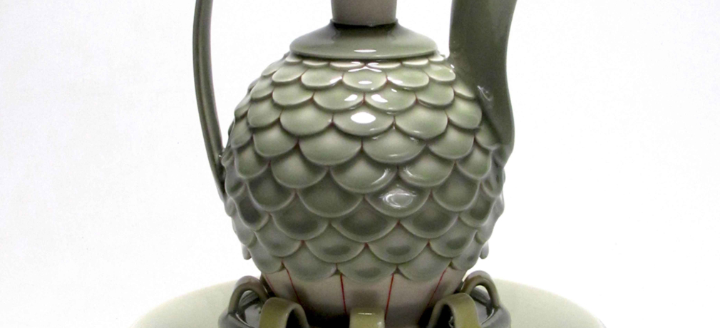 Shawn Spangler. Oil Ewer and Salt Cellar, 2010. Porcelain, Cone 8 ox. 10 x 9 x 9 in.