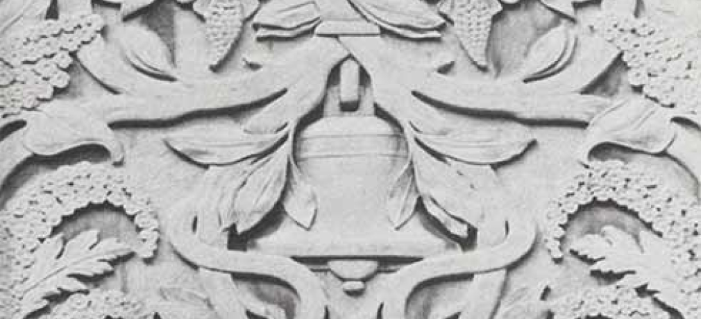 New York Telephone Company Building, Barclay and Vesey Streets, NYC  (1923-1926), Voorhees, Cmelin and Walker, architects. Detail of the bell symbol surrounded by grapevines. (Photo: Peter Mauss)