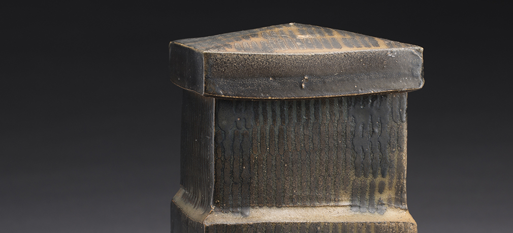 Michael Simon, Black Box. Thrown and altered, cone 10, salt-glazed. Photo by Al Karvey.
