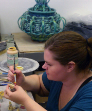 Sara Boyd Ceramic Studio Assistant works on Public Art