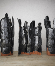 Hertha Hillfon. Friday/Calvary, 1963. Earthenware with black glaze,  19, 21, and 22 in. tall.