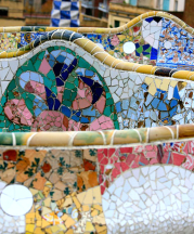 Detail of the Park Guell mosaics by Antoni Gaudi and Josep Maria Jujol i Gilbert, built 1900-1914. Photograph by Alex Proimos.