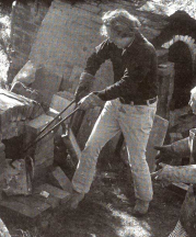 George and Betty Woodman firing the raku kiln, Italy, 1972.