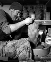 Eric Botbyl throwing pots for the Michiana Pottery Tour, 2015. Photograph by Andrew Clark.