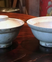 Bowls with lids, made in Kasama or Mashiko, sold at Tsuchiura station, 1961. Collection of Willi Singleton.