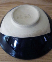 Molded identification on base of bowl.