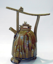 Bob McWilliams. Ash Teapot, 2016. Stoneware, thrown, cut, and altered. 13 x 11 x 6 in. Photograph by artist.
