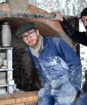 Joel and Emil ready to fire the newly rebuilt kiln. 