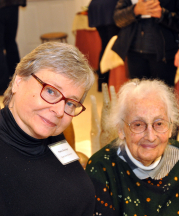 Maria Danziger with Pottery Show curator and co-founder Karen Karnes at the annual Old Church Pottery Show and Sale. Demarest, New Jersey.