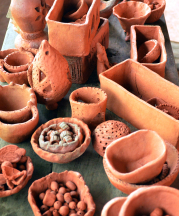 Mananthavady women's hand-built, earthenware forms, after firing, 2015.