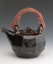 Gunda Stewart, tenmouku teapot with cane handle. 