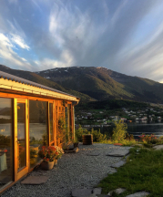 Helland-Hansen's studio in Seimsfoss, Norway, overlooking the Hardangerfjord, 2017. Studio designed by architect Helge Shjelderup.