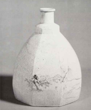 Bottle. Satsuma ware. Edo period, 18th century. Stoneware with cobalt under colorless glaze. H. 8 in. Courtesy of the Freer Gallery of Art, Smithsonian Institution, 92.26.