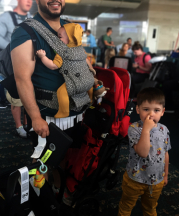 Roberto, and sons Theodore and Otto at the airport. Photo courtesy of the author, 2019. 