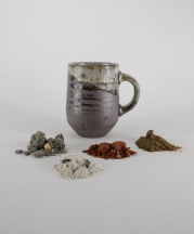 The four local materials it took to make this mug, no industrial materials required.