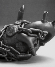 Heart Teapot: Hostage/Metamorphosis IV, 2006, from the Yixing Series. Stoneware, lustre. 7x12x6m. Collection of the Holter Museum of Art, Helena, MT
