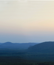 Panorama of Morrow Mountain State Park and Uwharrie Mountains, North Carolina.