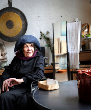 The artist and sculptor Hertha Hillfon in her studio, Hägersten, Stockholm, Sweden, 2008. Photo by Dan Hansson, 2008; courtesy of TT/Sipa USA.