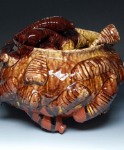 The Volume of Flint: Not a Nestle Colony, 2016. Hand-built earthenware with glaze, 13 x 16 x 18 in.
