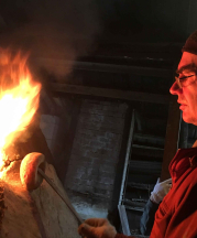 Willi Singleton firing his kiln, Kempton, PA.