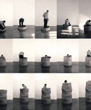 Performance piece by Majid Ziaee: Aporia, 2014. Raw clay. 200 x 80 x 80 cm 