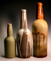 Daniel Beck, Waterford School, Sandy, Utah. Three Bottles, 2014. 9x18x19 in. Stoneware, Cone 10. Winner of three awards at the 17th Annual National K-12 Ceramics Exhibition, Milwaukee, Wisconsin.