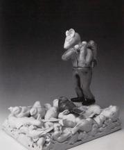 The Stranger, 2008. Porcelain and burlap. 16 x 10 x 15 in.