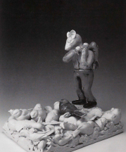The Stranger, 2008. Porcelain and burlap. 16 x 10 x 15 in.
