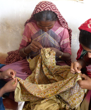 Tribal women of Kutch embroidering garments. Photo by author.