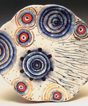 Static Lunch Plate, 2007. Terracotta, maiolica, luster, glass enamels.