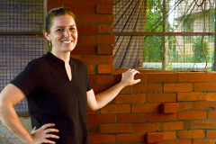 Meaghan Gates standing by the newly built kiln, Mananthavady, India, 2015. Photo by Jaya Kumar K.